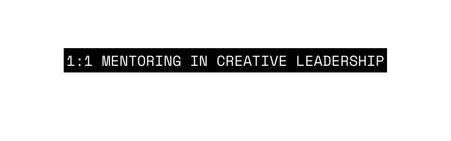 1 1 mentoring IN CREATIVE LEADERSHIP